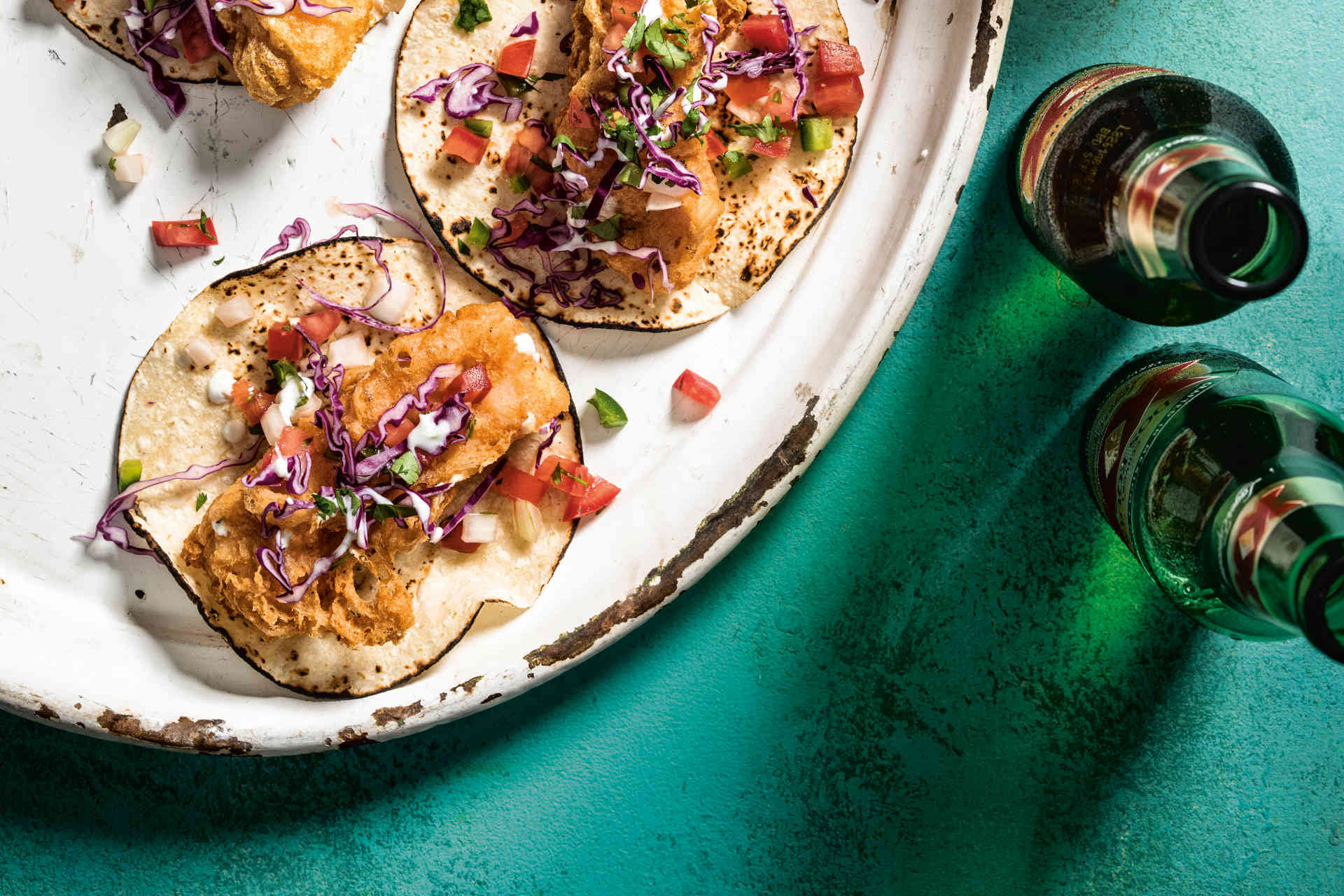 Tacos with fish in beer batter © EMF / Ed Anderson